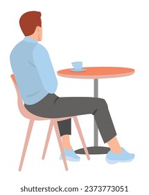 Retrato del hombre tomando café en un café al aire libre