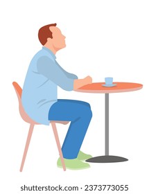 Retrato del hombre tomando café en un café al aire libre