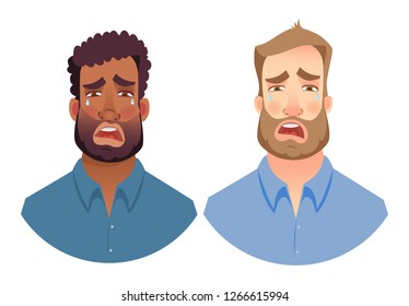 Portrait man. Emotions of man face. Vector illustration set