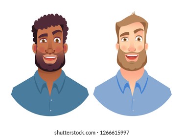 Portrait man. Emotions of man face. Vector illustration set