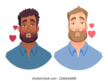 Portrait man. Emotions of man face. Vector illustration set