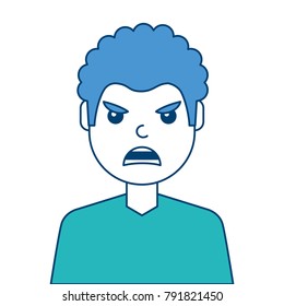 portrait man face angry expression cartoon