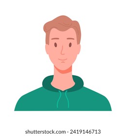 Portrait of a man, front view. Modern flat vector illustration isolated on white background