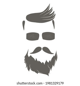  Portrait of a man (hipster character) in sunglasses with a beard. Vector graphic for hair salon or stylist.