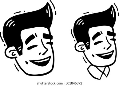 portrait of man laughing sign set