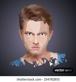 Portrait of a Man in a polygonal style. Polygonal graphics. Vector image.