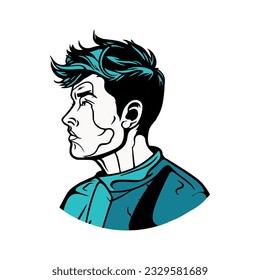 portrait man in pop art design icon isolated