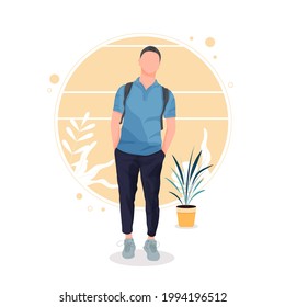 portrait of man posing in stylish outfits, flat design concept