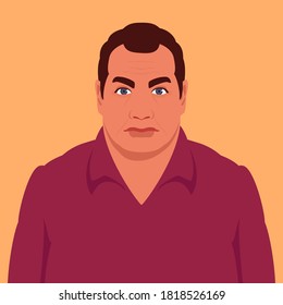 Portrait of a man in a shirt. Avatar for social networks. Colorful vector illustration in flat cartoon style.