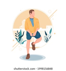 Porträt eines Mannes, der in stylischer Outfits-Illustration sitzt