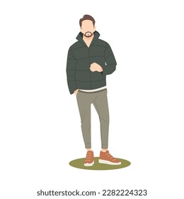 portrait of man standing with black coat illustration