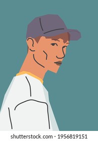 Portrait of a man. Vector flat illustration.