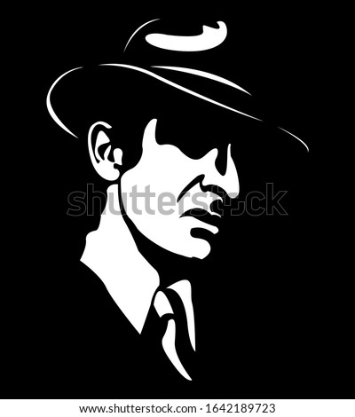 portrait of a man vector illustration of man silhouette of man in a suit Chicago gangster mafia