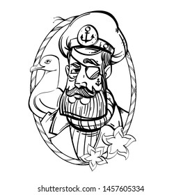 Portrait of a man in vintage style on a white background. Cartoon style.