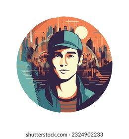 Hombre retrato con gorras diseños modernos aislados