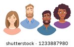 Portrait of man and woman. Emotions of woman face. Facial expression men vector illustration
