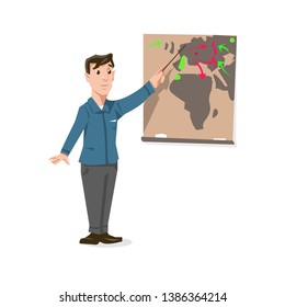 Portrait of Manager or Teacher. Vector Isolated Graphic Design Element. Icon, avatar of professr, scientist, worker, logistic. Clear, Pure, Simple, cartoon, comic style illustration. Male adult person