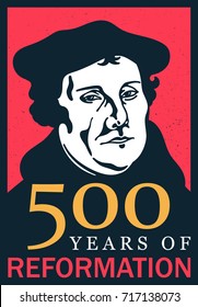 Portrait of Martin Luther (1483-1546) 500 years of reformation, vector Illustration