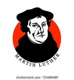 Portrait of Martin Luther (1483-1546) 500 years of reformation, vector Illustration