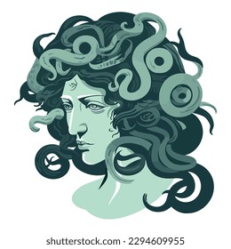 portrait of medusa icon isolated