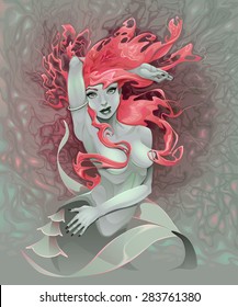 Retrato de una sirena. Ilustración del vector