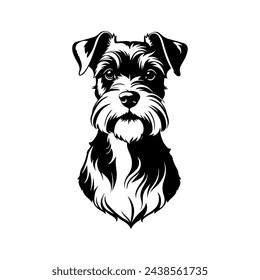 Portrait of a Miniature Schnauzer Dog Vector isolated on white background, Dog Silhouettes. svg