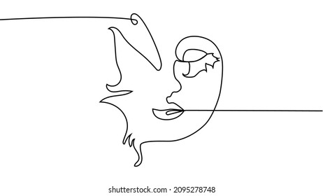 Retrato de estilo minimalista. La mitad de la cara es femenina, la mitad de la cara es un ala de mariposa. Concepto de belleza. los latigazos siguen el contorno del ala de la mariposa. La mujer adentro