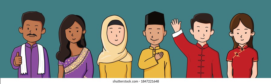 Portrait Of Mix Races Men And Women In Malaysia