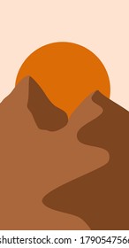 Portrait mode mountain Sahara sunset. Warm nature sand color tone earth