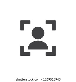 Icono del Vector del modo del retrato. cartel plano lleno para el concepto móvil y el Diseño web. Icono sólido simple del enfoque de la cámara de la foto del retrato. Símbolo, ilustración del logotipo. Gráficos de Vector perfecto de píxeles