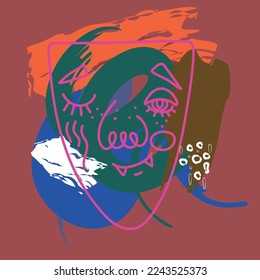Portrait in modern abstract style. Hand drawn vector illustration for your contemporary fashion design.