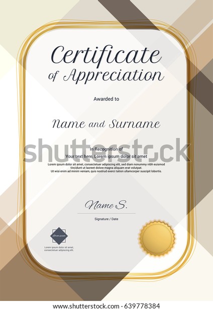 Portrait Modern Certificate Appreciation Template Modern Stock Vector Royalty Free 639778384