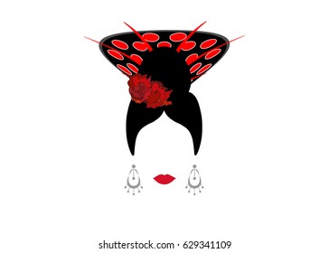 Portrait of modern Mexican or Spanish woman whit Craft accessories