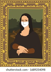 Portrait of Mona Lisa by Leonardo da Vinci in the medicine mask