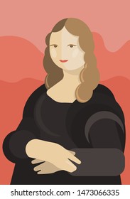 Portrait Mona Lisa. Leonardo da Vinci inspired. Abstract art, flat vector painting. 