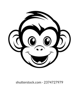 Portrait of a monkey. Black and white drawing. Vector illustration