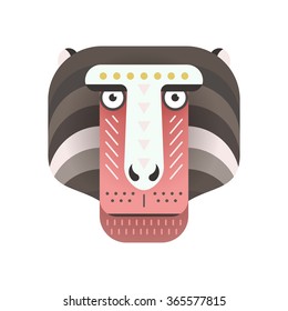 Portrait of a monkey made in trendy flat style vector. African animal. Safari label or t-shirt design with cute animal character.