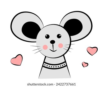 Portrait mouse white background