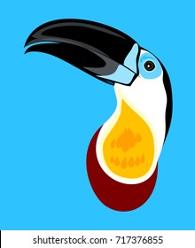 Portrait of a multi-colored, exotic bird Toucan