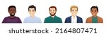 Portrait of multiethnic young diversity people. Asian, african, indian and caucasian men different hairstyles and outfits isolated vector illustration
