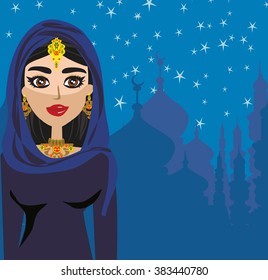 Portrait of Muslim beautiful girl in hijab
