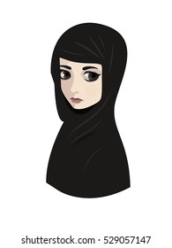 Portrait of muslim beautiful woman in black hijab niqab chadah