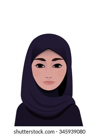 Portrait Arab Muslim Beautiful Woman Dark Stock Vector (Royalty Free ...