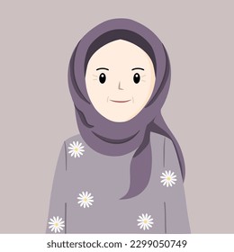 Portrait of muslim old lady , muslim grandmother , hijab old lady