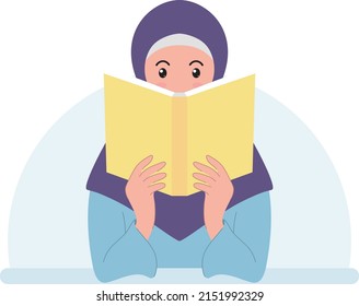 portrait of a Muslim woman reading a book