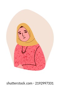 Portrait of Muslim woman vector illustration 