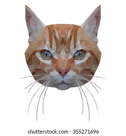 Portrait of my little cat. Low Polygonal  illustration.