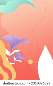 portrait mystical fantasy flowers gradient colors background illustration. Great images for wall art posters, greeting cards or book covers