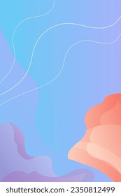 portrait mystical fantasy flowers gradient colors background illustration. Great images for wall art posters, greeting cards or book covers