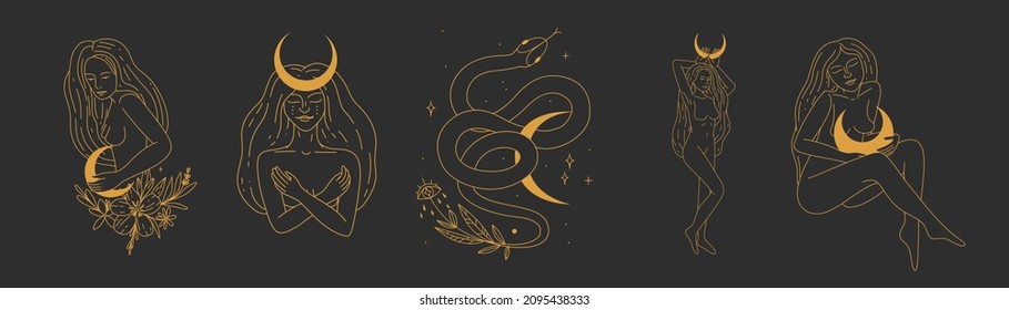 portrait of a mystical moon woman. ideal for blog astrologer or tarot